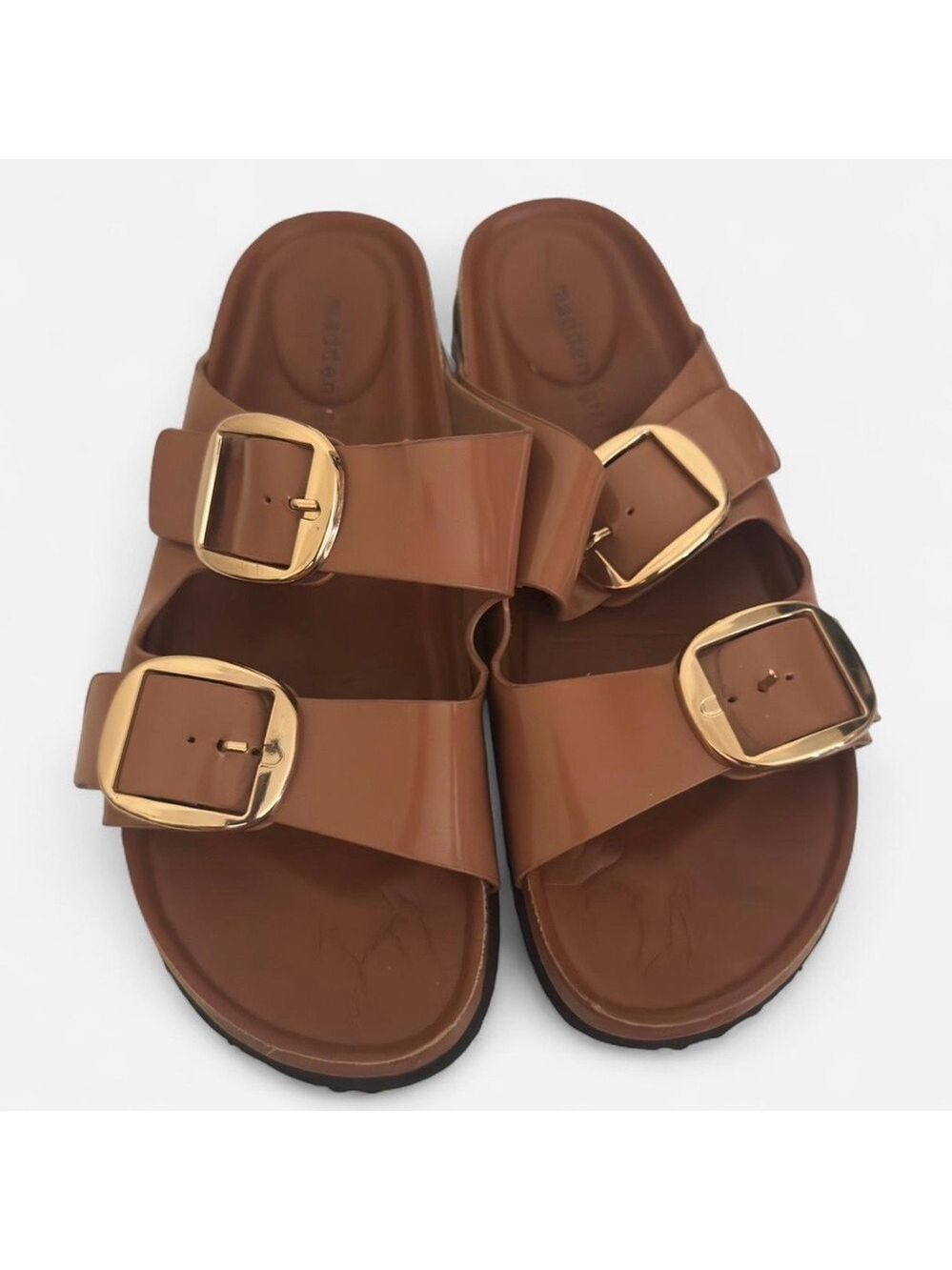 Madden Girl Brown Sandals with Gold Buckles